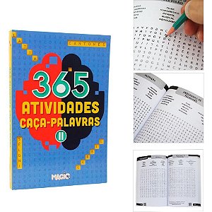Livro infantil colorir 365 atividades caca-palavras - magic kids (unidade)