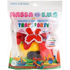 Massa de eva criativa transporte c/molde 60g - make+ (pacote)