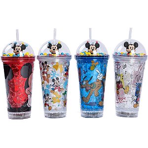 Copo decorado mickey c/led/canudo 450ml (s) - bbr (unidade)