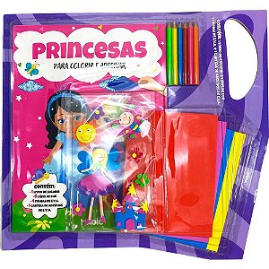 Livro com adesivos princesas c/lapis e eva - magic kids (unidade)