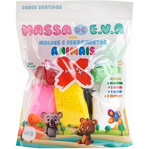 Massa de eva criativa animais c/molde 60g - make+ (pacote)