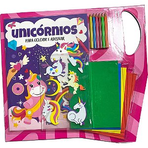 Livro com adesivos unicornios c/lapis e eva - magic kids (unidade)