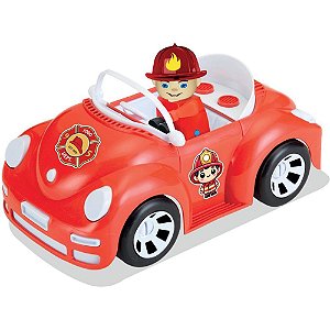 Carrinho bombeiros super car c/boneco - monte libano (unidade)
