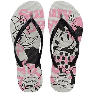 Chinelo havaianas feminino slim disney 35/6 branco/preto - havaianas (par)