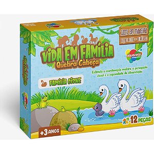 Quebra-cabeca madeira vida em familia cisne 12pcs - aquarela brinquedos (unidade)
