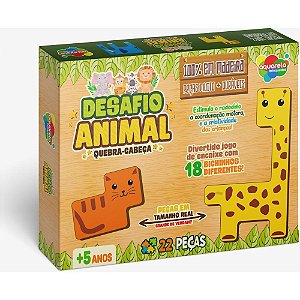 Quebra-cabeca madeira desafio animal 22 pecas - aquarela brinquedos (unidade)