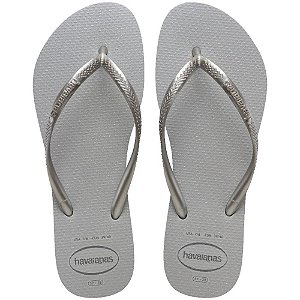 Chinelo havaianas feminino slim gloss 37/8 cinza gelo - havaianas (par)
