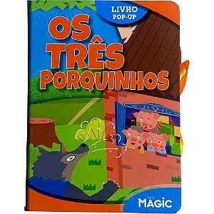 Livro infantil ilustrado pop-up os tres porquinhos 12pg - magic kids (unidade)