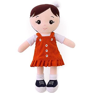Boneca de pelucia nanda vestido laranja 35cm - zip (unidade)