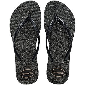 Chinelo havaianas feminino slim gloss 35/6 preto/prata - havaianas (par)