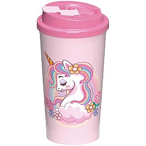 Copo decorado unicornio c/ tampa 600ml - nitron (unidade)