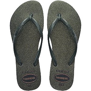 Chinelo havaianas feminino slim gloss 35/6 verde olive - havaianas (par)