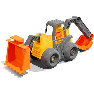 Trator retro escavadeira 65cm c/bonec - cardoso toys (unidade)