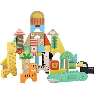 Fisher price wood blocos de selva 50pcs - mattel (unidade)