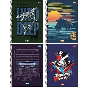 Caderno 10x1 capa dura high masculino 160fls. - foroni (pct.c/04)