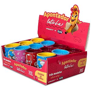 Apontador com deposito 2 furos fini latinha big/padrao 3 core - leonora (dp.c/12)