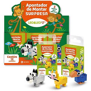 Apontador com deposito montar animais surpresa 3mod - leonora (dp.c/12)