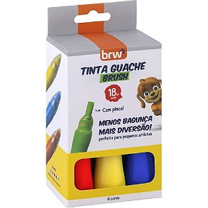 Tinta guache 015ml 18ml 6 cores basicas - brw (caixa)