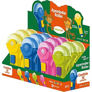 Apontador com deposito rollet c/borracha retratil 4co - leonora (dp.c/12)