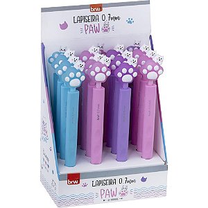 Lapiseira 0.7mm paw plastica 3 cores sortidas - brw (dp.c/12)