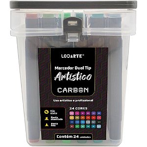 Marcador artistico carbon line dual tip 24 cores - leonora (estojo)