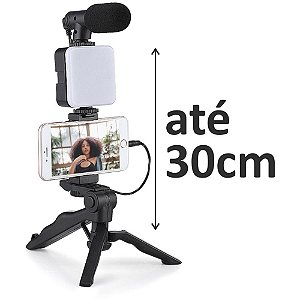 Suporte para celular tripe p/celular c/microf.led - mercoriental (unidade)