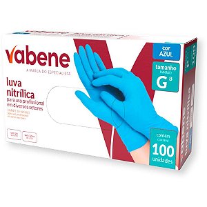 Luva nitrilica g azul - vabene (cx.c/100)