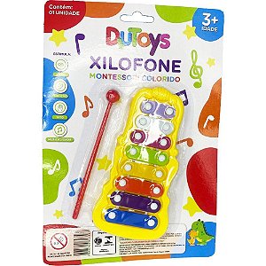 Instrumento musical xilofone montessori colorido - toy mix (unidade)