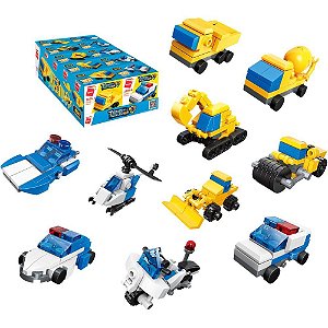 Brinquedo para montar set construcao/policia 3em1(sortido) - keepplay (dp.c/10)