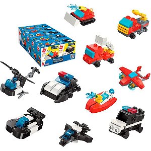 Brinquedo para montar set bombeiro e policia 3em1(sortido) - keepplay (dp.c/10)