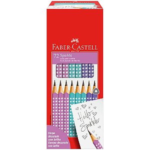 Lapis preto triangular sparkle 3 modelos - faber-castell (cx.c/72)