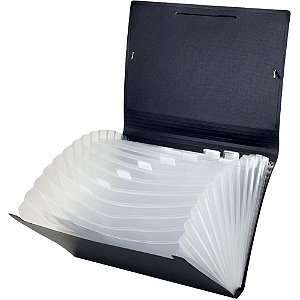 Pasta sanfonada plastica a4 12 divisoes black - acp (unidade)
