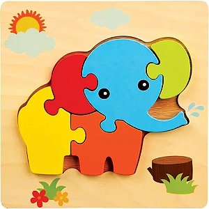 Quebra-cabeca madeira elefante rf8 - toy mix (unidade)