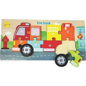 Quebra-cabeca madeira bombeiro 1 base 10 pecas - toy mix (unidade)