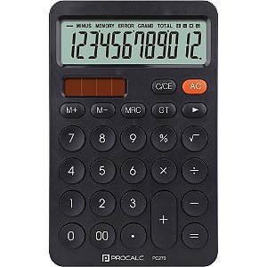 Calculadora de mesa 12 dig. pt solar/bateria pc270 - procalc (unidade)