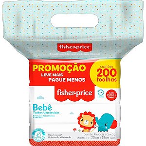 Toalhas umedecidas fisher-price c/perfume 200fls. - hygieline (pacote)