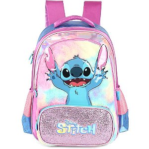 Mochila infantil stitch roxa g cetim c/pelucia - luxcel (unidade)
