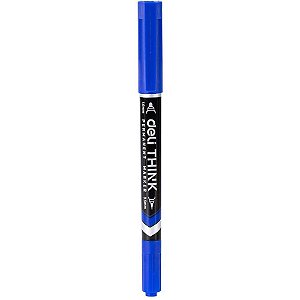 Pincel marcador permanente duas pontas 0,5mm e 1,0mm azul - deli (cx.c/12)