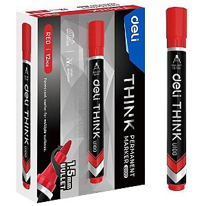 Pincel marcador permanente ponta bullet redonda 1,5mm vm - deli (cx.c/12)