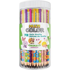 Lapis preto redondo multicolor grafite animais - faber-castell (pote-72)