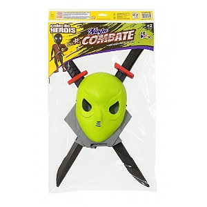Fantasia acessorio ninja combate 2espadas/mascara - leplastic (unidade)