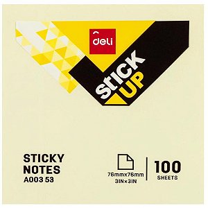 Bloco de recado autoadesivo 76x76mm amarelo 100fls - deli (unidade)