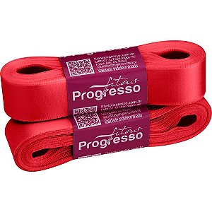 Fita de cetim 22mm 50m. vermelho cereja 2084 - fitas progresso (rolo)