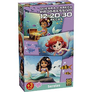 Quebra-cabeca cartonado sereias 3 em 1 12,20 e 30pecas - grow (unidade)