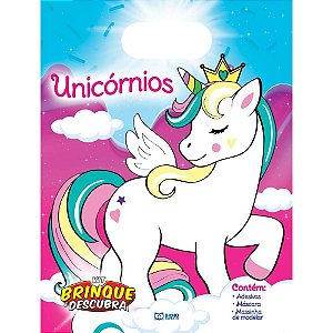 Livro com adesivos brinque e descubra unicornios - bicho esperto (unidade)
