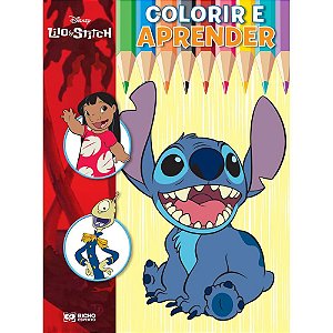 Livro infantil colorir stitch colorir e aprender 16pg - bicho esperto (pct.c/03)