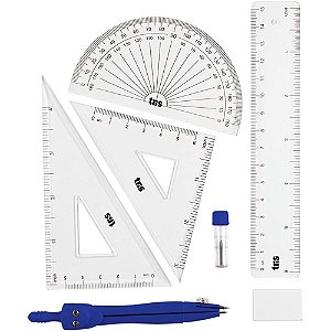 Conjunto para desenho tris kit geometrico 7 pecas - summit (estojo)