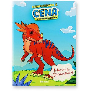 Livro com adesivos completando a cena dinossauros - bicho esperto (unidade)