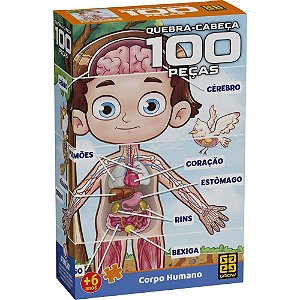 Quebra-cabeca cartonado corpo humano 100 pecas - grow (unidade)