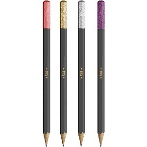 Lapis preto sextavado tris fancy 4 cores - summit (pote-36)
